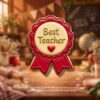 Best Teacher Award Ribbon Cookie best-teacher-award-cookie