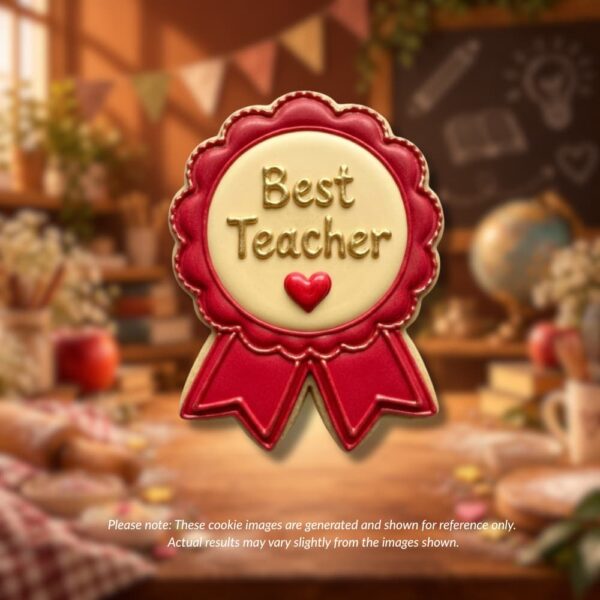 Best Teacher Award Ribbon Cookie best-teacher-award-cookie